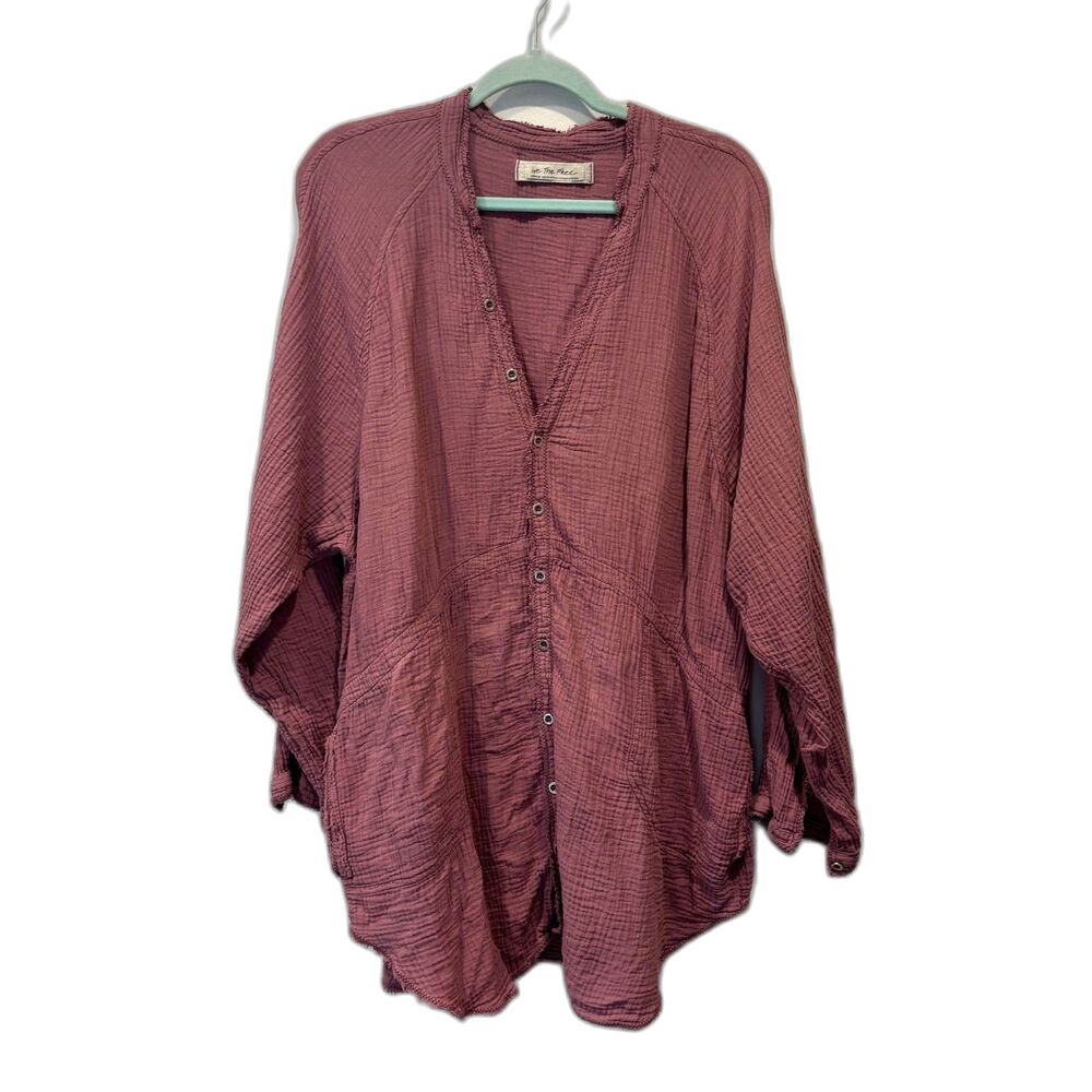 Free People We The Free Summer Daydream Tunic Cotton Button Down Mauve Women M